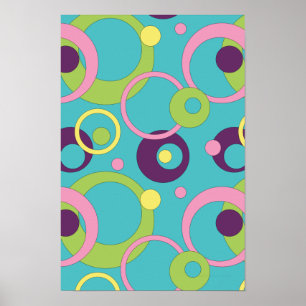 Funky Blauwe Cirkels Poster