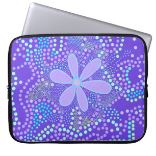 Funky Bloem en Stippen in Paarse Laptop Hoes