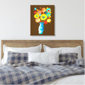 Funky bloemen illustratie canvas afdruk (Insitu (Slaapkamer))