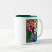 Funky BloemenMokken van de Koffie Tweekleurige Koffiemok (Voorkant rechts)
