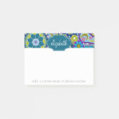 Funky Bloemmotief met Aangepaste Naam Post-it® Notes (Voorkant)