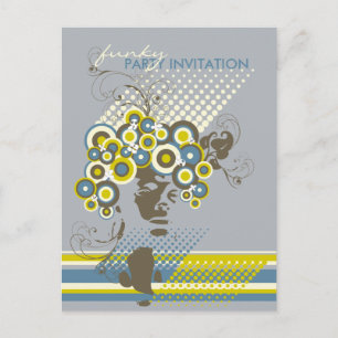 Funky Bloom Hair *04 Briefkaart van partijuitnodig