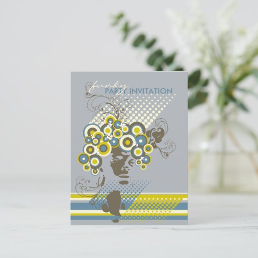 Funky Bloom Hair *04 Briefkaart van partijuitnodig (Staand voorkant)