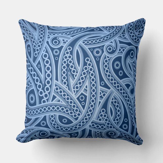 Funky Blue Abstract Paisley Pattern Sierkussen (Voorkant)