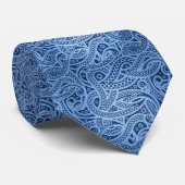 Funky Blue Abstrait Paisley Motif Cravate (Roulé)