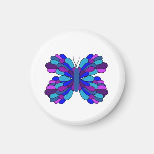 Funky Blue Butterfly Magnet Magneet (Voorkant)
