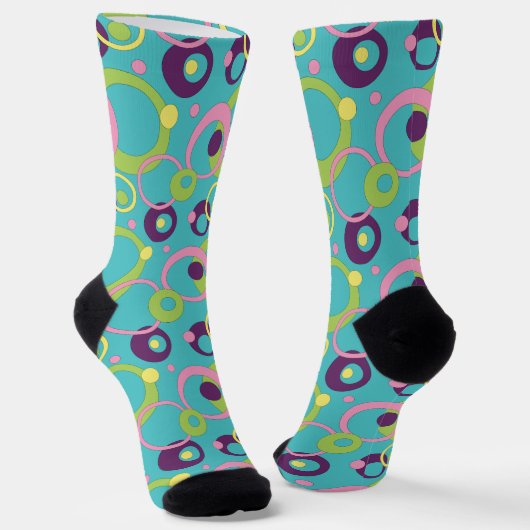 Funky Blue Circles Houndstooth Sokken (Gebogen)
