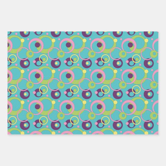 Funky Blue Circles Inpakpapier Set Vel (Voorkant)