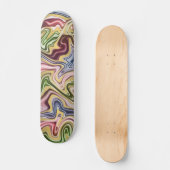 Funky Blue Dark Red Green Wave Art Patroon Skateboard (Voorkant)