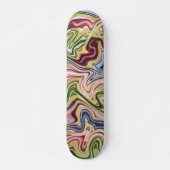 Funky Blue Dark Red Green Wave Art Patroon Skateboard (Voorkant)
