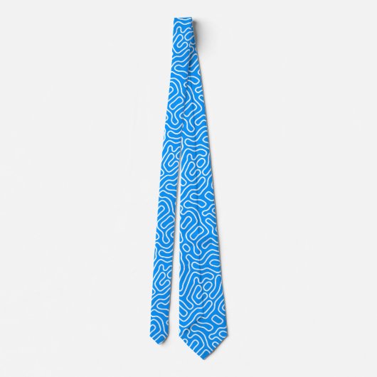 Funky Blue en White Pattern Stropdas (Achterkant)