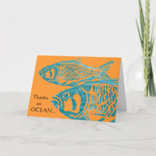 Funky Blue Fish Merci Cartes / Cartes pour notes