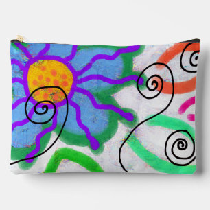 Funky Blue Flower Abstract Art Cosmetics Bag Etui