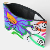 Funky Blue Flower Abstrait Art Cosmetics Sac (Ouvrir)