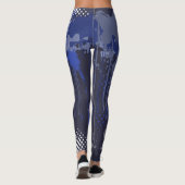 Funky Blue Grunge Mix Pattern Leggings (Achterkant)