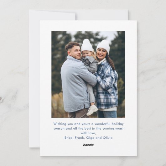 Funky Blue Merry Christmas Bow Ribbon 2 Photo Feestdagenkaart (Achterkant)