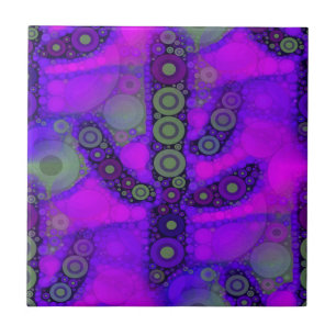 Funky Blue Paars Saguaro Cactus Mosaic Tegeltje