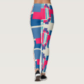 Funky Blue+Pink Carré Motif Leggings (Dos)