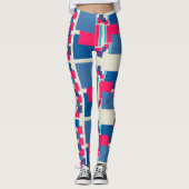 Funky Blue+Pink Carré Motif Leggings (Devant)
