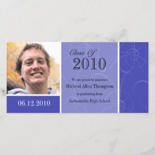 Funky Blue Swirl Afstuderen Fotokaart Aankondiging