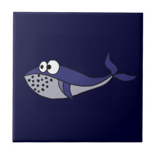Funky Blue Whale Cartoon Design Tegeltje