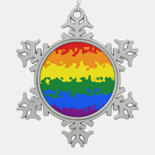 Funky Boho Abstract Gay Regenboog Mozaïek Pride Vl Tin Sneeuwvlok Ornament