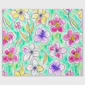 Funky Boho Art Nouveau Floral Waterverf Cadeaupapier (Vlak)