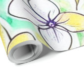 Funky Boho Art Nouveau Floral Waterverf Cadeaupapier (Rol Hoek)