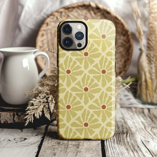 Funky Boho Hand getrokken bloemen Mosterdgeel Case-Mate iPhone 14 Hoesje
