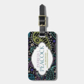 Funky Boho Hippie Peacock Paisley Personalized Bagagelabel (Voorkant verticaal)