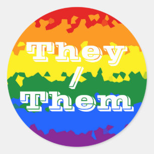 Funky Boho  Pronoun Gay Pride Vlag Ronde Sticker