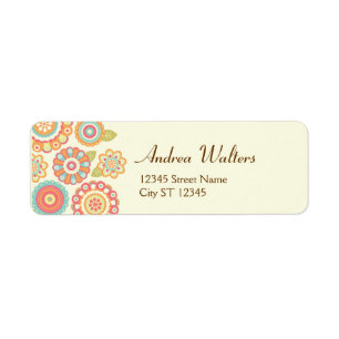 Funky Boho Retro Bloemen Huwelijk Etiket