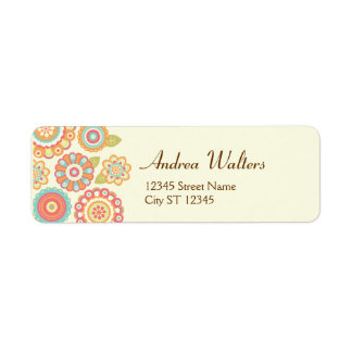 Funky Boho Retro Bloemen Huwelijk Etiket