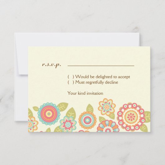 Funky Boho Retro Bloemen Huwelijk Kaart (Voorkant)