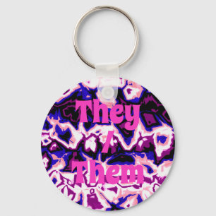Funky Boho Retro Marmeren Strepen Genderfluid Prid Sleutelhanger