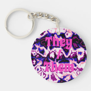 Funky Boho Retro Marmeren Strepen Genderfluid Trot Sleutelhanger