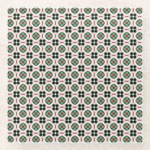 Funky Boho Retro Schattig Abstract Kerstpatroon Glazen Onderzetter