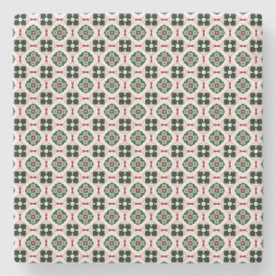 Funky Boho Retro Schattig Abstract Kerstpatroon Stenen Onderzetter