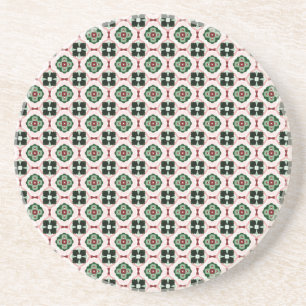 Funky Boho Retro Schattig Abstract Kerstpatroon Zandsteen Onderzetter