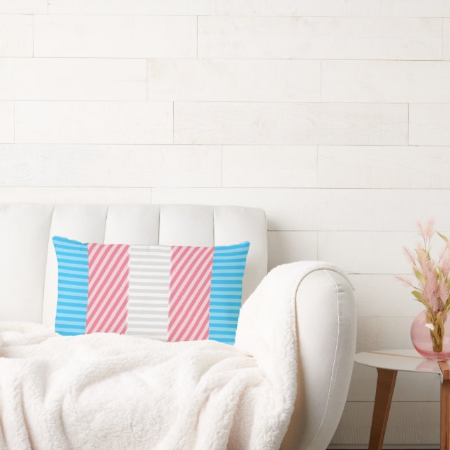 Funky Boho Streep Abstracte Transgender Pride Flag Kussen (Bank)