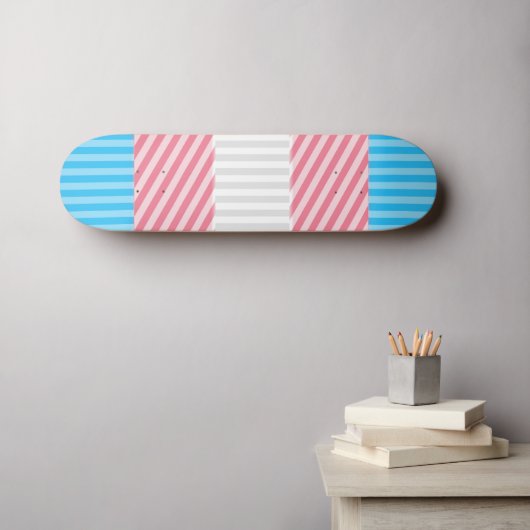 Funky Boho Streep Abstracte Transgender Pride Flag Skateboard (Muurkunst (Horizontaal))