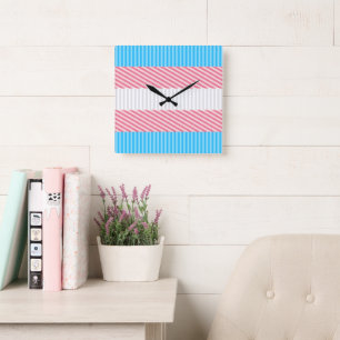 Funky Boho Streep Abstracte Transgender Pride Flag Vierkante Klok
