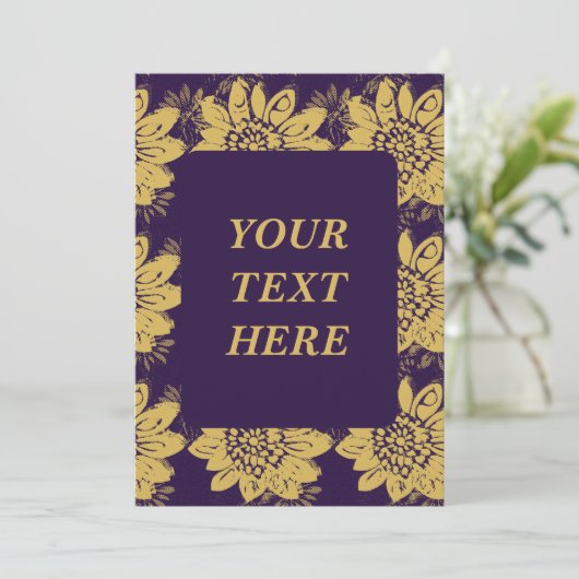 Funky Boho Zine Style Floral Pattern Invitation (Debout devant)