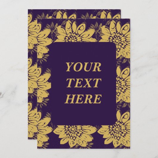Funky Boho Zine Style Floral Pattern Invitation (Devant / Derrière)