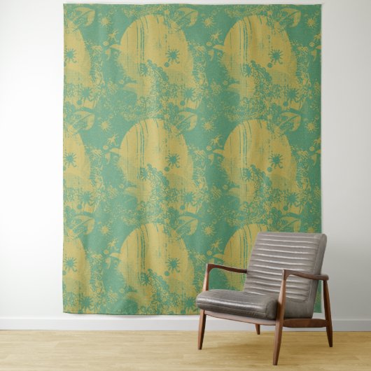 Funky Boho Zine Style Print Pattern Muur Afbeeldin Wandkleed (In situ)