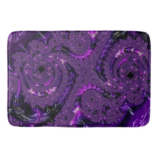 Funky Bold Boho Paarse Digitale Abstracte Fractal Badmat (Voorkant)