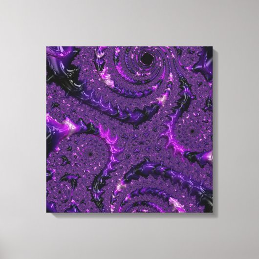 Funky Bold Boho Paarse Digitale Abstracte Fractal Canvas Afdruk (Voorkant)