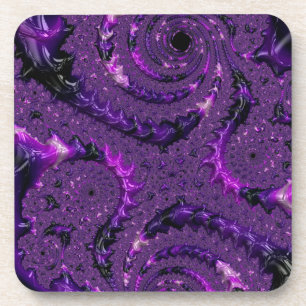 Funky Bold Boho Paarse Digitale Abstracte Fractal Drankjes Onderzetter