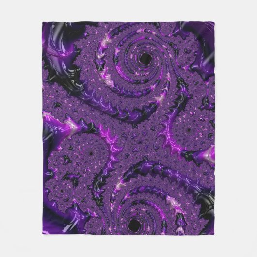 Funky Bold Boho Paarse Digitale Abstracte Fractal Fleece Deken (Voorkant)