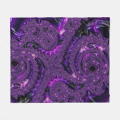 Funky Bold Boho Paarse Digitale Abstracte Fractal Fleece Deken (Voorkant (Horizontaal))